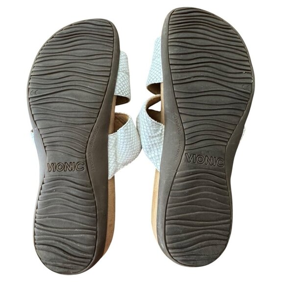 Vionic Skylar White Leather Faux Snakeskin Slip On Sandals Slides Buckle Size 10 - Picture 7 of 13